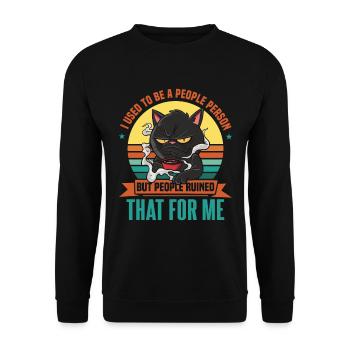 Introvert Cat I Used To Be A People Person - Unisex Sweatshirt - black - Front - Alina (178cm) & Michal (187cm)
