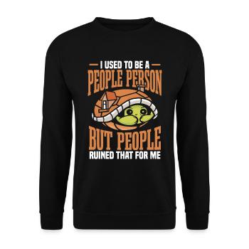 Schildkröte Früher war ich ein geselliger Mensch - Unisex Pullover - Schwarz - Vorne - Alina (178cm) & Michal (187cm)
