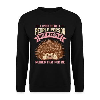 Hérisson J’étais une personne sociable - Sweat-shirt Unisexe - noir - Devant - Alina (178cm) & Michal (187cm)