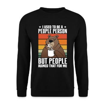Retro Bear People Person - Unisex Sweatshirt - black - Front - Alina (178cm) & Michal (187cm)
