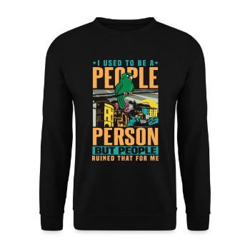 I Used To Be A People Person Introvert Budgie - Unisex Sweatshirt - black - Front - Alina (178cm) & Michal (187cm)