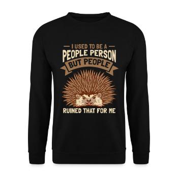 Früher war ich ein geselliger Igel - Unisex Pullover - Schwarz - Vorne - Alina (178cm) & Michal (187cm)