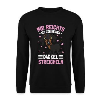Mir Reichts Ich Gehe Meinen Dackel Streicheln - Unisex Pullover - Schwarz - Vorne - Alina (178cm) & Michal (187cm)