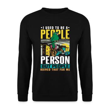 I Used To Be A People Person Bird Parrot Introvert - Unisex Sweatshirt - black - Front - Alina (178cm) & Michal (187cm)