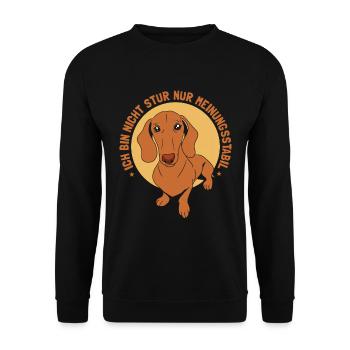 Ich Bin Nicht Stur Nur Meinungsstabil Dackel - Unisex Pullover - Schwarz - Vorne - Alina (178cm) & Michal (187cm)