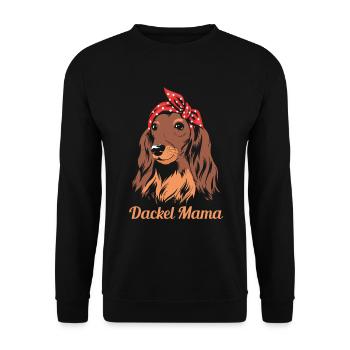 Hund Dackel Mama Dachshund Rauhaardackel Gassi - Unisex Pullover - Schwarz - Vorne - Alina (178cm) & Michal (187cm)