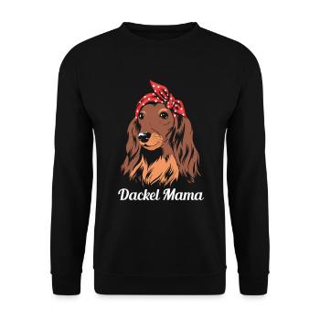 Dackel Mama Hundeliebhaber Dackelhund Frauen - Unisex Pullover - Schwarz - Vorne - Alina (178cm) & Michal (187cm)