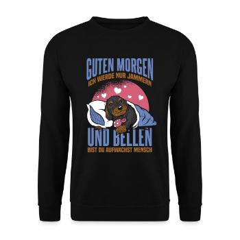 Dackel Süß Gassi Geschenk Dachshund - Unisex Pullover - Schwarz - Vorne - Alina (178cm) & Michal (187cm)