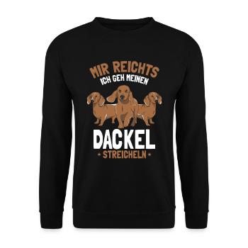 Ich Gehe Meinen Dackel Streicheln - Unisex Pullover - Schwarz - Vorne - Alina (178cm) & Michal (187cm)