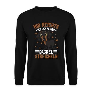 Dackel Gassi Hundebesitzer Hundehalter - Unisex Pullover - Schwarz - Vorne - Alina (178cm) & Michal (187cm)