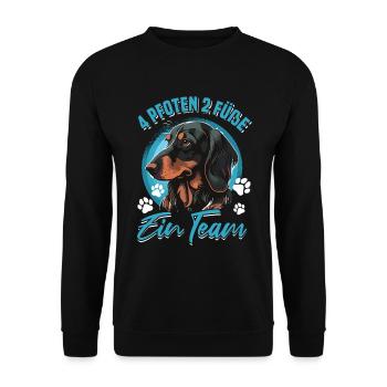 Dackel Geschenk - Unisex Pullover - Schwarz - Vorne - Alina (178cm) & Michal (187cm)