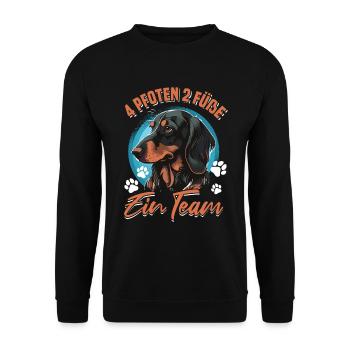 Rauhaardackel Hund Gassi Geschenk - Unisex Pullover - Schwarz - Vorne - Alina (178cm) & Michal (187cm)
