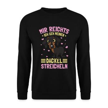 Ich Gehe Meinen Dackel Streicheln - Unisex Pullover - Schwarz - Vorne - Alina (178cm) & Michal (187cm)