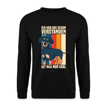 Dackel Geschenke Dachshund T-Shirt - Unisex Pullover - Schwarz - Vorne - Alina (178cm) & Michal (187cm)