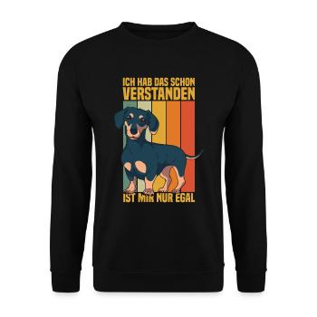 Lustiges Dackel Geschenk - Unisex Pullover - Schwarz - Vorne - Alina (178cm) & Michal (187cm)