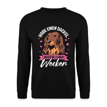 Gassi Dackel Sprüche - Unisex Pullover - Schwarz - Vorne - Alina (178cm) & Michal (187cm)