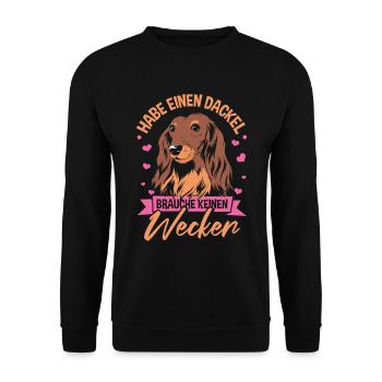 Hundebesitzer Dackel Gassi - Unisex Pullover - Schwarz - Vorne - Alina (178cm) & Michal (187cm)