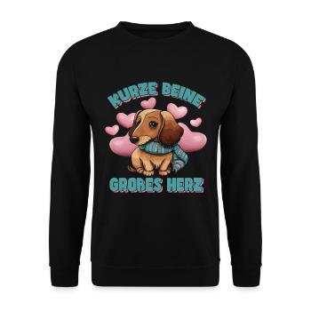 Süßer Dackel Dackelhund Dachshund Rauhaardackel - Unisex Pullover - Schwarz - Vorne - Alina (178cm) & Michal (187cm)