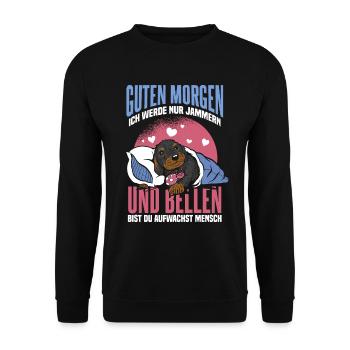 Lustiger Dackel Dachshund Rauhaardackel Hund - Unisex Pullover - Schwarz - Vorne - Alina (178cm) & Michal (187cm)