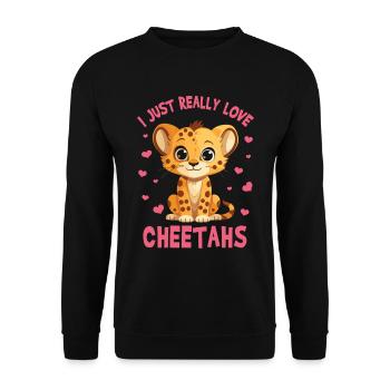 Girl Cheetah Leopard Africa Safari Wildlife - Unisex Sweatshirt - black - Front - Alina (178cm) & Michal (187cm)