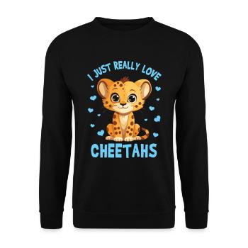 Kinder Tierwelt Afirca Savannah Gepard Wildkatze - Unisex Pullover - Schwarz - Vorne - Alina (178cm) & Michal (187cm)
