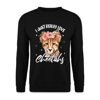 Women Cheetah Leopard - Unisex Sweatshirt - black - Front - Alina (178cm) & Michal (187cm)