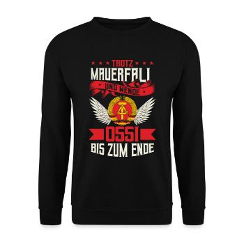 Ostblock Heimatliebe DDR Sprüche & Geschenke - Unisex Pullover - Schwarz - Vorne - Alina (178cm) & Michal (187cm)