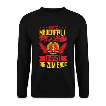 Ossi Sprüche Heimat DDR Ostdeutschland Ostossi - Unisex Pullover - Schwarz - Vorne - Alina (178cm) & Michal (187cm)