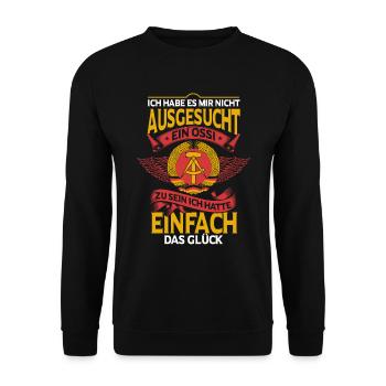 DDR Sprüche Heimat Ostdeutschland - Unisex Pullover - Schwarz - Vorne - Alina (178cm) & Michal (187cm)