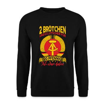DDR Spruch Ostdeutschland Sachsen - Unisex Pullover - Schwarz - Vorne - Alina (178cm) & Michal (187cm)