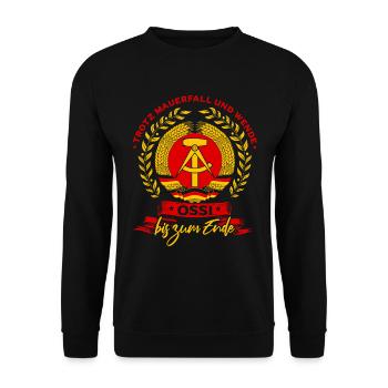 Ossi DDR Geschenk - Unisex Pullover - Schwarz - Vorne - Alina (178cm) & Michal (187cm)