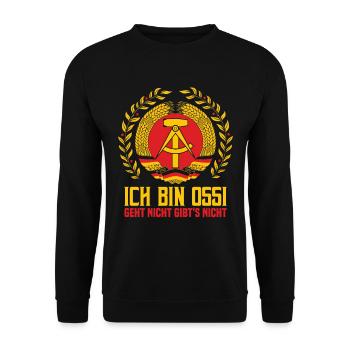Ich Bin Ossi - Unisex Pullover - Schwarz - Vorne - Alina (178cm) & Michal (187cm)
