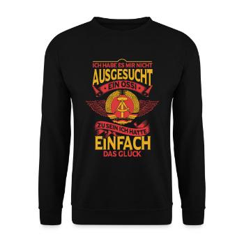 Ossi Ostdeutscher DDR Dialekt Sachsen - Unisex Pullover - Schwarz - Vorne - Alina (178cm) & Michal (187cm)