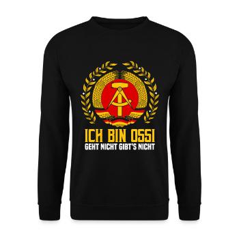 Ich bin Ossi - Unisex Pullover - Schwarz - Vorne - Alina (178cm) & Michal (187cm)
