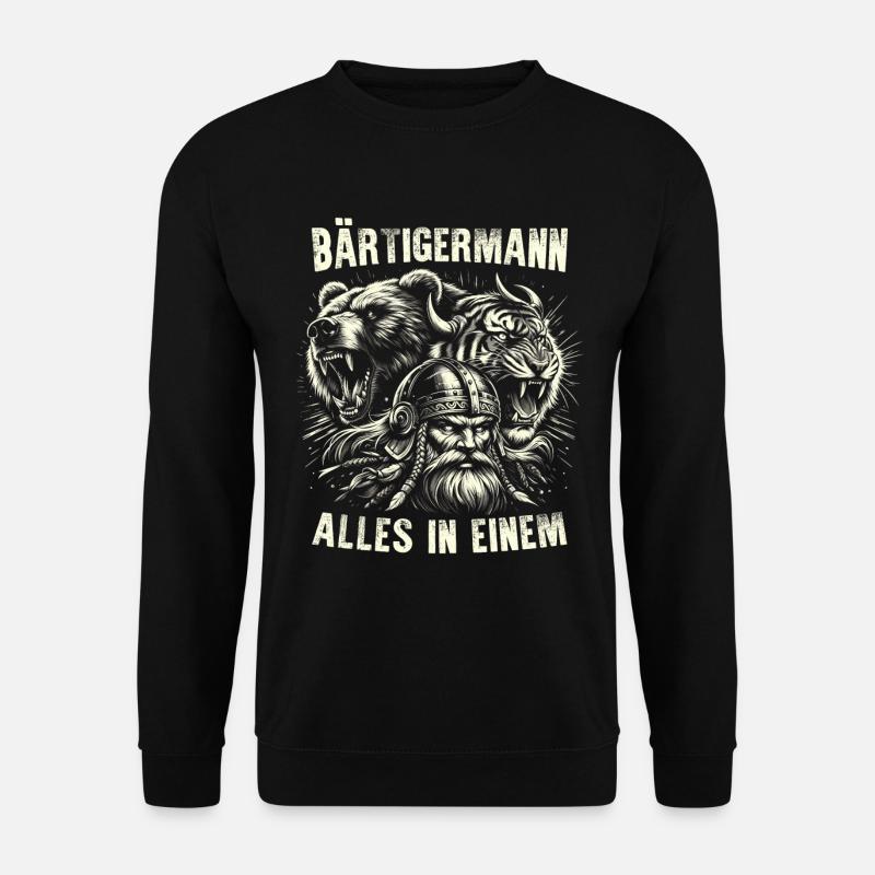 Bärtigermann alles in einem Wikinger - Unisex Pullover - Schwarz