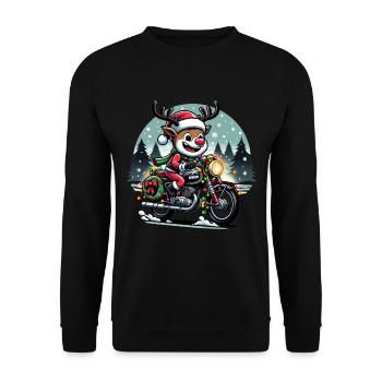 Simson S51 Enduro - Weihnachts - für Ihn lustiges - Unisex Pullover - Schwarz - Vorne - Alina (178cm) & Michal (187cm)