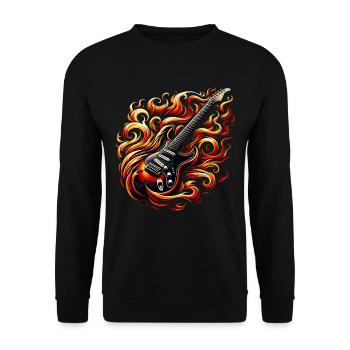 Guitare électrique avec flammes - Heavy Metal - Sweat-shirt Unisexe - noir - Devant - Alina (178cm) & Michal (187cm)