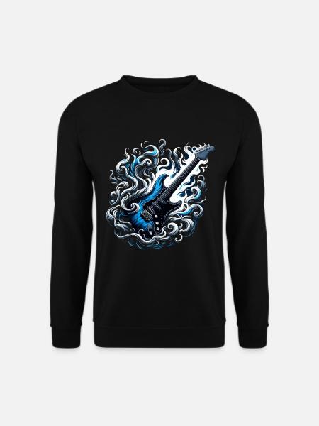 E-Gitarre mit Flammen - Unisex Pullover - Schwarz