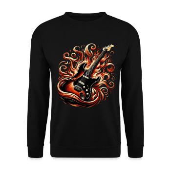 Guitare Électrique avec des Flammes - Sweat-shirt Unisexe - noir - Devant - Alina (178cm) & Michal (187cm)
