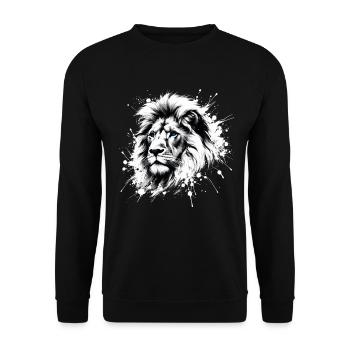 Lion Head with Blue Eyes - Lover Lions - Unisex Sweatshirt - black - Front - Alina (178cm) & Michal (187cm)