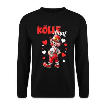 Cologne Kölle Alaaf Carnival Clown Rut Wiess Costume - Unisex Sweatshirt - black - Front - Alina (178cm) & Michal (187cm)
