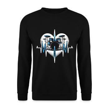 Cadeau Pour Batteur Battement De Coeur Batterie - Sweat-shirt Unisexe - noir - Devant - Alina (178cm) & Michal (187cm)