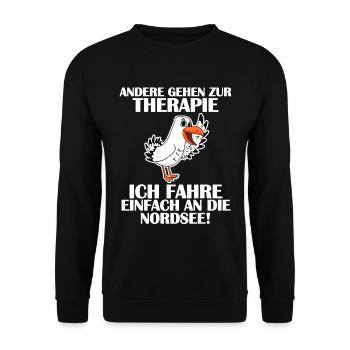 Nordsee Spruch Möwe - Unisex Pullover - Schwarz - Vorne - Alina (178cm) & Michal (187cm)
