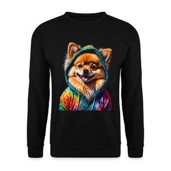 Pomeranian Pomeranian Pomeranian Hoodie Dog Print - Unisex Sweatshirt - black - Front - Alina (178cm) & Michal (187cm)