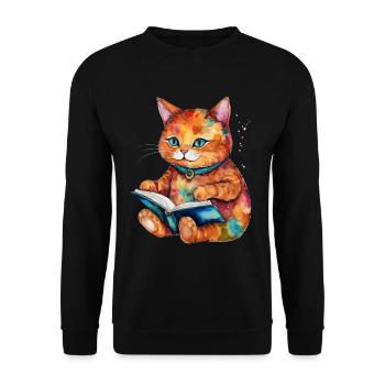 Livre de lecture de chat coloré drôle animal design imprimer - Sweat-shirt Unisexe - noir - Devant - Alina (178cm) & Michal (187cm)