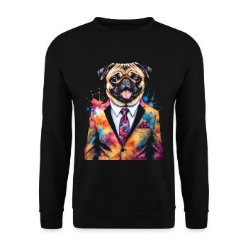 Carlin Costume Chien Coloré Drôle Animal Design Imprimer - Sweat-shirt Unisexe - noir - Devant - Alina (178cm) & Michal (187cm)