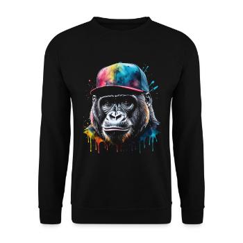 Casquette Gorilla Snapback Monkey Cool Animal Design Print - Sweat-shirt Unisexe - noir - Devant - Alina (178cm) & Michal (187cm)