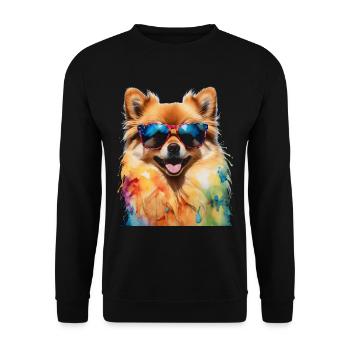 Pomeranian Pomeranian Sunglasses Dog Print - Unisex Sweatshirt - black - Front - Alina (178cm) & Michal (187cm)