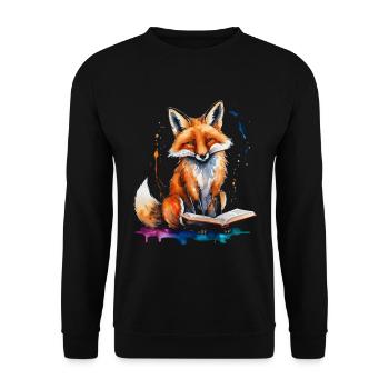 Livre de lecture renard imprimé de conception animale colorée - Sweat-shirt Unisexe - noir - Devant - Alina (178cm) & Michal (187cm)