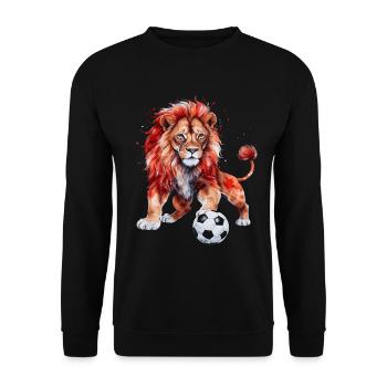 Lion Football Coloré Turquie Animal Design Imprimer - Sweat-shirt Unisexe - noir - Devant - Alina (178cm) & Michal (187cm)